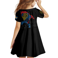 Aland Vikings Culture Family Matching Off Shoulder Short Dress and Hawaiian Shirt Norse Mythology Raven Tattoo