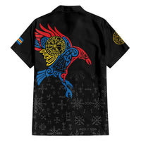 Aland Vikings Culture Family Matching Off Shoulder Short Dress and Hawaiian Shirt Norse Mythology Raven Tattoo