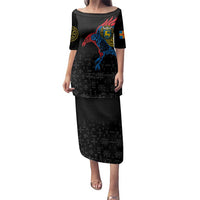 Aland Vikings Culture Family Matching Puletasi and Hawaiian Shirt Norse Mythology Raven Tattoo