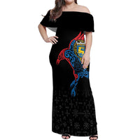 Aland Vikings Culture Off Shoulder Maxi Dress Norse Mythology Raven Tattoo