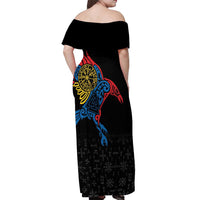 Aland Vikings Culture Off Shoulder Maxi Dress Norse Mythology Raven Tattoo