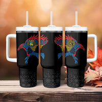 Aland Vikings Culture Tumbler With Handle Norse Mythology Raven Tattoo