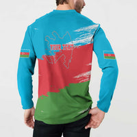 Personalized Azerbaijan Flag Style Button Sweatshirt Azerbaijani Flag Day