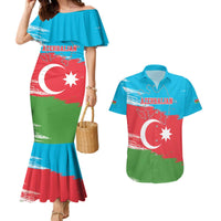 Personalized Azerbaijan Flag Style Couples Matching Mermaid Dress and Hawaiian Shirt Azerbaijani Flag Day
