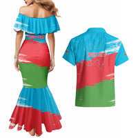 Personalized Azerbaijan Flag Style Couples Matching Mermaid Dress and Hawaiian Shirt Azerbaijani Flag Day
