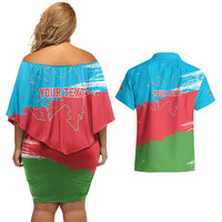 Personalized Azerbaijan Flag Style Couples Matching Off Shoulder Short Dress and Hawaiian Shirt Azerbaijani Flag Day
