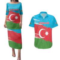 Personalized Azerbaijan Flag Style Couples Matching Puletasi and Hawaiian Shirt Azerbaijani Flag Day