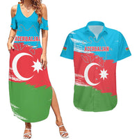 Personalized Azerbaijan Flag Style Couples Matching Summer Maxi Dress and Hawaiian Shirt Azerbaijani Flag Day