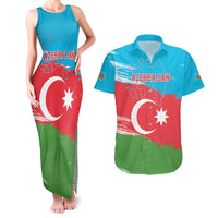 Personalized Azerbaijan Flag Style Couples Matching Tank Maxi Dress and Hawaiian Shirt Azerbaijani Flag Day