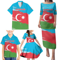 Personalized Azerbaijan Flag Style Family Matching Puletasi and Hawaiian Shirt Azerbaijani Flag Day