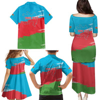Personalized Azerbaijan Flag Style Family Matching Puletasi and Hawaiian Shirt Azerbaijani Flag Day