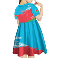 Personalized Azerbaijan Flag Style Kid Short Sleeve Dress Azerbaijani Flag Day