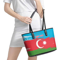 Personalized Azerbaijan Flag Style Leather Tote Bag Azerbaijani Flag Day