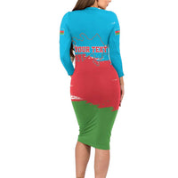Personalized Azerbaijan Flag Style Long Sleeve Bodycon Dress Azerbaijani Flag Day