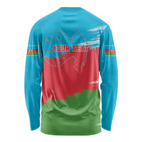 Personalized Azerbaijan Flag Style Long Sleeve Shirt Azerbaijani Flag Day