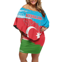 Personalized Azerbaijan Flag Style Off Shoulder Short Dress Azerbaijani Flag Day
