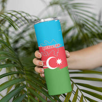 Personalized Azerbaijan Flag Style Skinny Tumbler Azerbaijani Flag Day