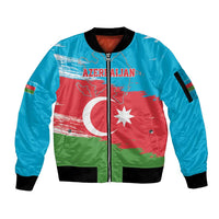 Personalized Azerbaijan Flag Style Sleeve Zip Bomber Jacket Azerbaijani Flag Day