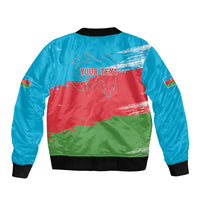 Personalized Azerbaijan Flag Style Sleeve Zip Bomber Jacket Azerbaijani Flag Day