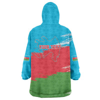 Personalized Azerbaijan Flag Style Wearable Blanket Hoodie Azerbaijani Flag Day