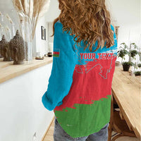 Personalized Azerbaijan Flag Style Women Casual Shirt Azerbaijani Flag Day
