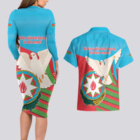 Azerbaijan Independence Day Couples Matching Long Sleeve Bodycon Dress and Hawaiian Shirt Mustəqillik Gunu