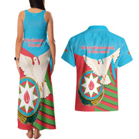 Azerbaijan Independence Day Couples Matching Tank Maxi Dress and Hawaiian Shirt Mustəqillik Gunu