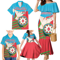 Azerbaijan Independence Day Family Matching Mermaid Dress and Hawaiian Shirt Mustəqillik Gunu