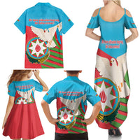 Azerbaijan Independence Day Family Matching Summer Maxi Dress and Hawaiian Shirt Mustəqillik Gunu