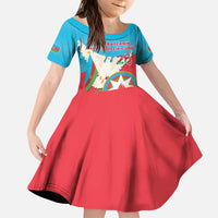 Azerbaijan Independence Day Kid Short Sleeve Dress Mustəqillik Gunu