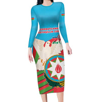 Azerbaijan Independence Day Long Sleeve Bodycon Dress Mustəqillik Gunu