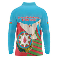 Azerbaijan Independence Day Long Sleeve Polo Shirt Mustəqillik Gunu