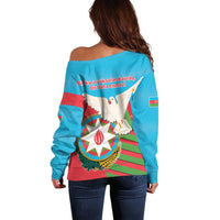 Azerbaijan Independence Day Off Shoulder Sweater Mustəqillik Gunu