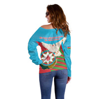 Azerbaijan Independence Day Off Shoulder Sweater Mustəqillik Gunu