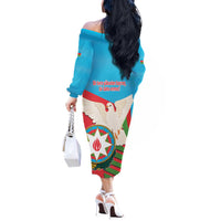 Azerbaijan Independence Day Off The Shoulder Long Sleeve Dress Mustəqillik Gunu