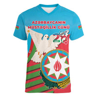 Azerbaijan Independence Day Women V-Neck T-Shirt Mustəqillik Gunu