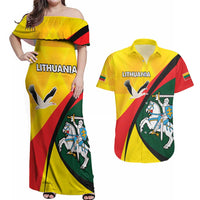 Lithuania Coat of Arms Couples Matching Off Shoulder Maxi Dress and Hawaiian Shirt Vytis and Gandras