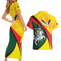 Lithuania Coat of Arms Couples Matching Short Sleeve Bodycon Dress and Hawaiian Shirt Vytis and Gandras