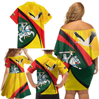 Lithuania Coat of Arms Family Matching Off Shoulder Short Dress and Hawaiian Shirt Vytis and Gandras