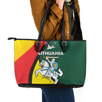 Lithuania Coat of Arms Leather Tote Bag Vytis and Gandras