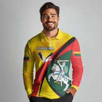 Lithuania Coat of Arms Long Sleeve Polo Shirt Vytis and Gandras