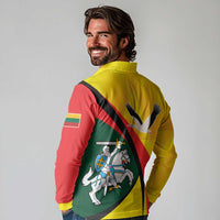 Lithuania Coat of Arms Long Sleeve Polo Shirt Vytis and Gandras