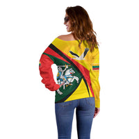 Lithuania Coat of Arms Off Shoulder Sweater Vytis and Gandras