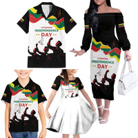 Lithuania Independence Day Family Matching Off The Shoulder Long Sleeve Dress and Hawaiian Shirt 16th February