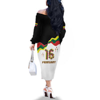 Lithuania Independence Day Family Matching Off The Shoulder Long Sleeve Dress and Hawaiian Shirt 16th February