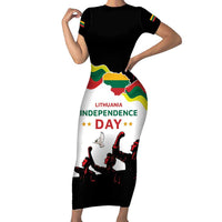 Lithuania Independence Day Short Sleeve Bodycon Dress 16th February LT17 - Wonder Print Shop