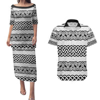 Ireland Celtic Pattern Couples Matching Puletasi and Hawaiian Shirt Celtic Knot
