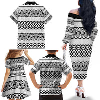 Ireland Celtic Pattern Family Matching Off The Shoulder Long Sleeve Dress and Hawaiian Shirt Celtic Knot