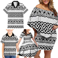 Ireland Celtic Pattern Family Matching Off Shoulder Short Dress and Hawaiian Shirt Celtic Knot