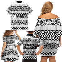Ireland Celtic Pattern Family Matching Off Shoulder Short Dress and Hawaiian Shirt Celtic Knot
